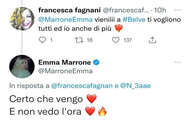 Emma Marrone invito a belve